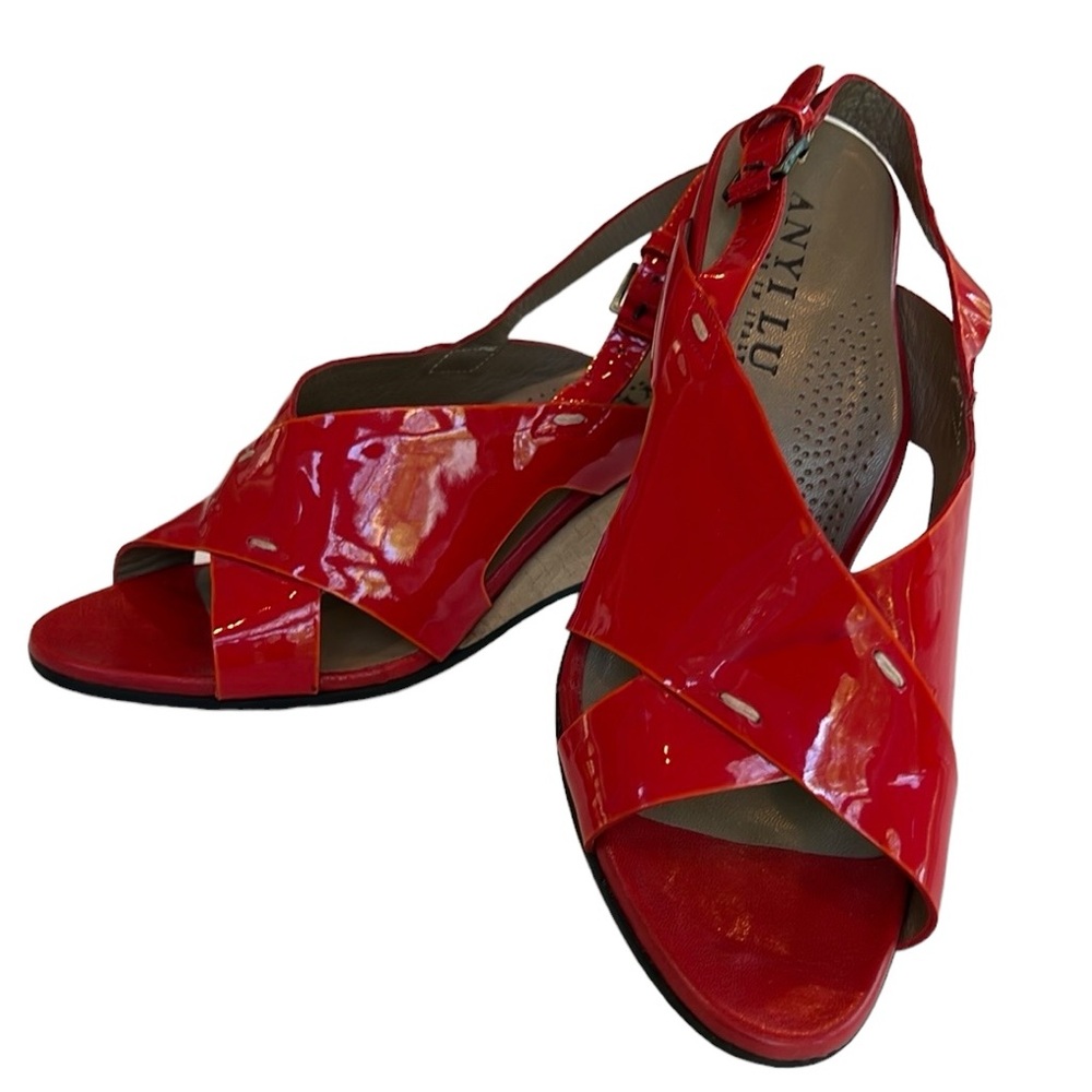 Anyi Lu Luisa Womens Red Patent Wedge Size 8.5 US / 38.5 EU